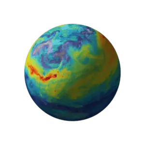 Colorful swirling planet-like image