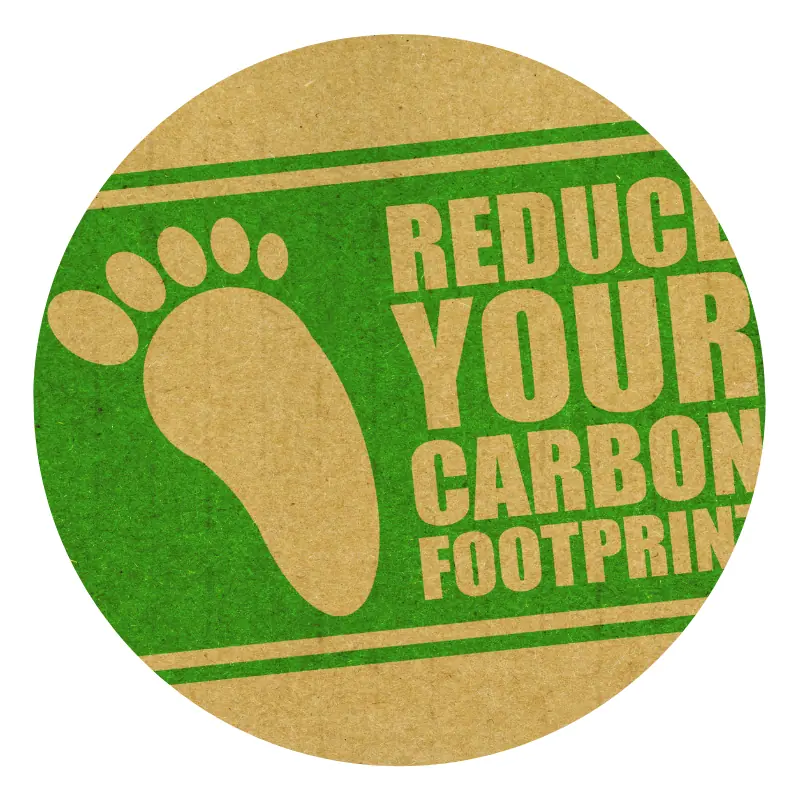 Reduce your carbon footprint message with green footprint icon.