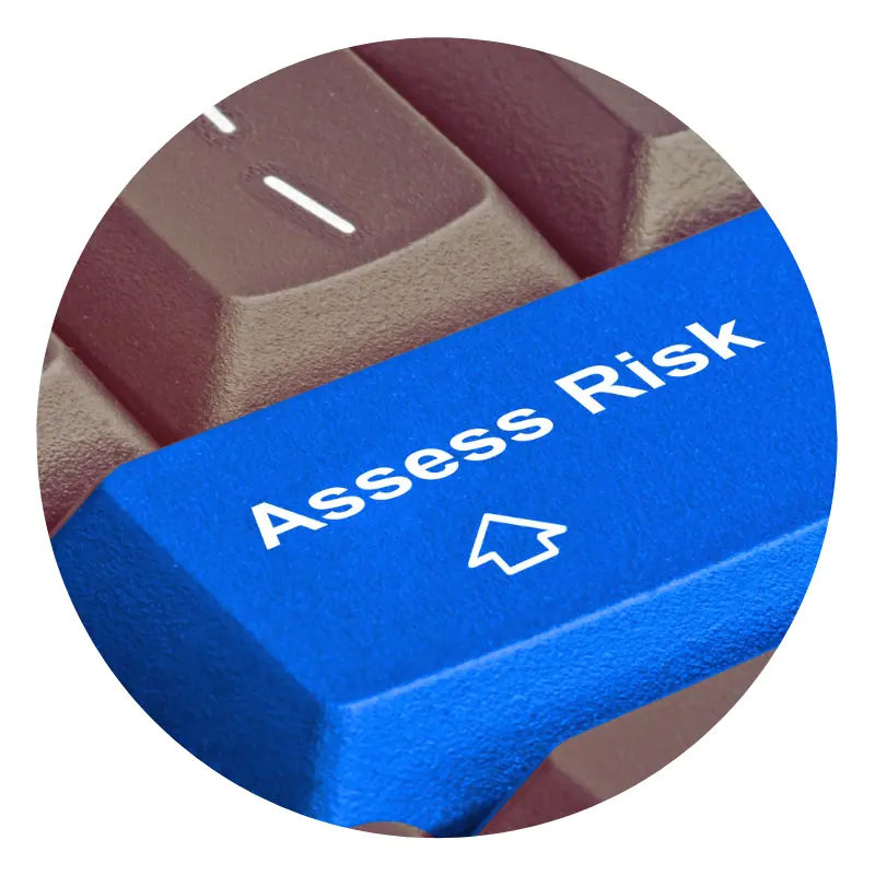 Blue keyboard button labeled 'Assess Risk'.