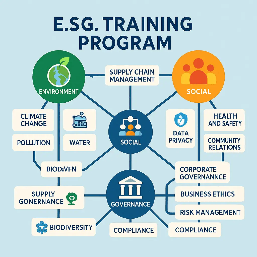 ESG training program diagram with key components.