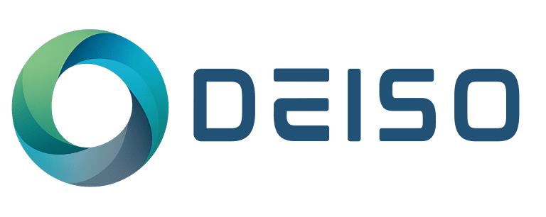 Deiso logo with blue, green swirl