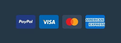 Credit-Card-Icons Payment options: PayPal, Visa, MasterCard, American Express.